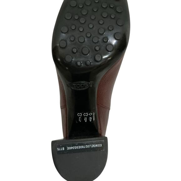 Tod’s Tronchetto Donna Calfskin Leather Ankle Boot Burgundy Size 38 Italy 8 US - Picture 13 of 16